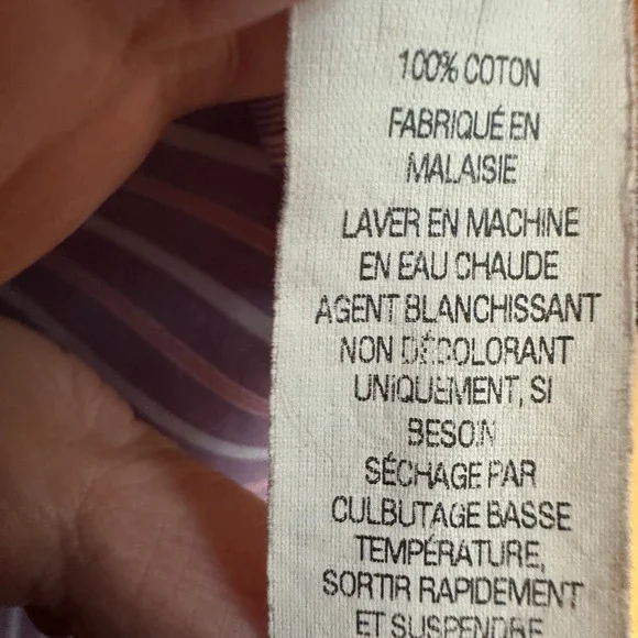 LL Bean Wrinkle Resistant Striped Button Down Shirt Purple Pink White 2X 0JQD5 - Picture 3 of 8